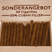 50 Sonderangebot Cigarillos 50 % Cuban Filler, hell im Holzkistli